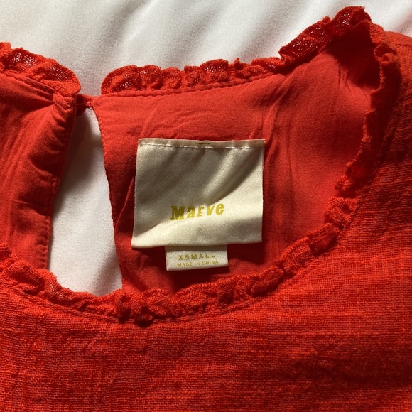 X-Small Anthropologie Orange weaved cotton swing top - Picture 3 of 6